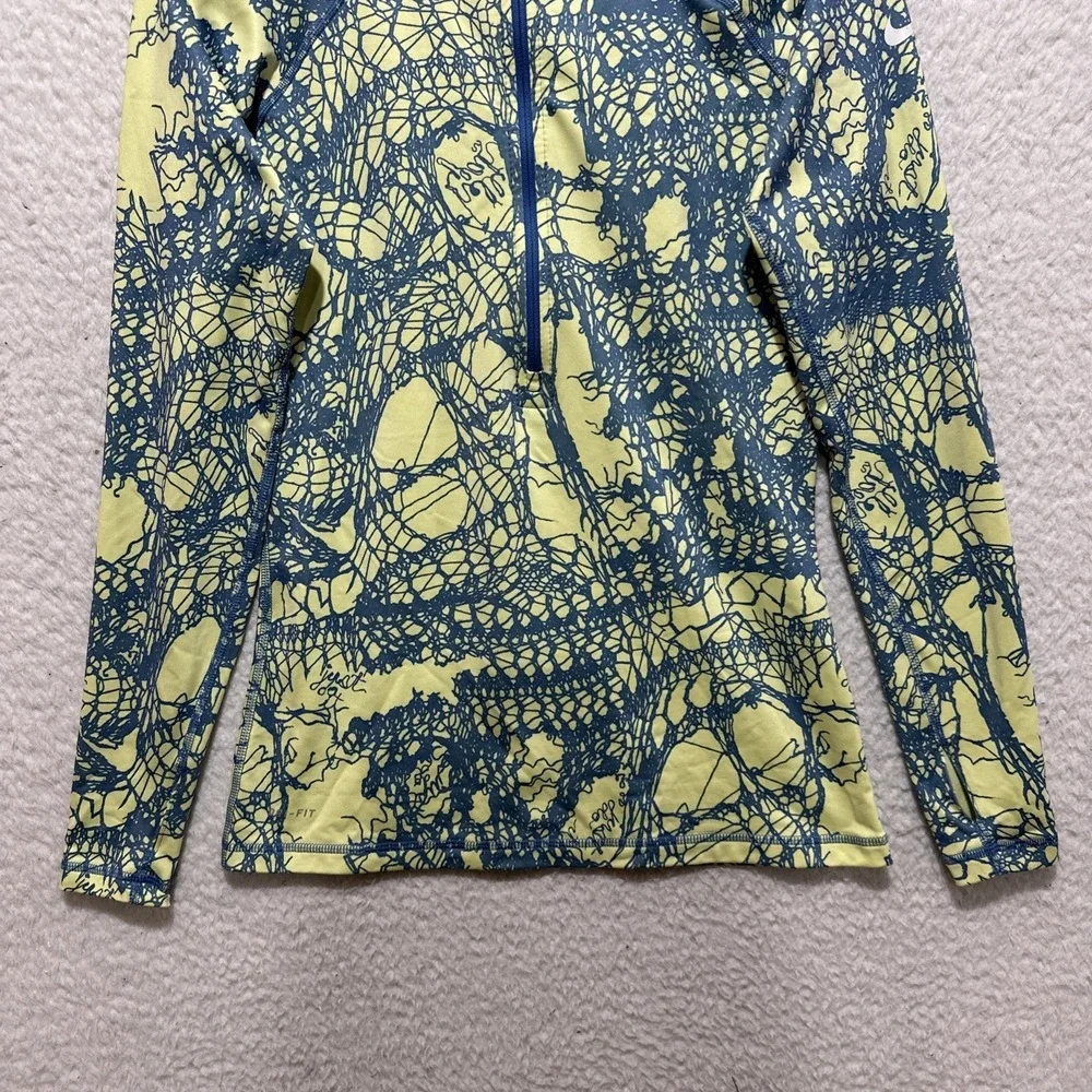 Nike Pro Women's Size M Blue Green 1/2 Zip Long‎ Sleeve Activewear Pullover Logo